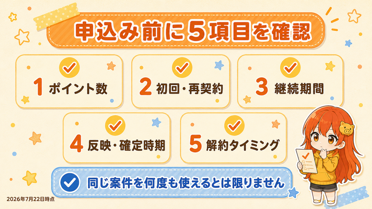 dバリューパスのポイントサイト案件で申込み前に確認する5項目