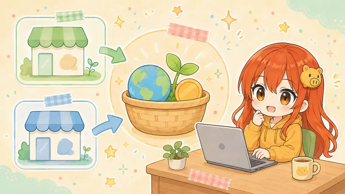 証券口座から投資商品を選ぶフィアちゃん