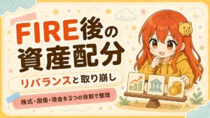 FIRE後の資産配分とリバランス、取り崩しを解説する記事のアイキャッチ