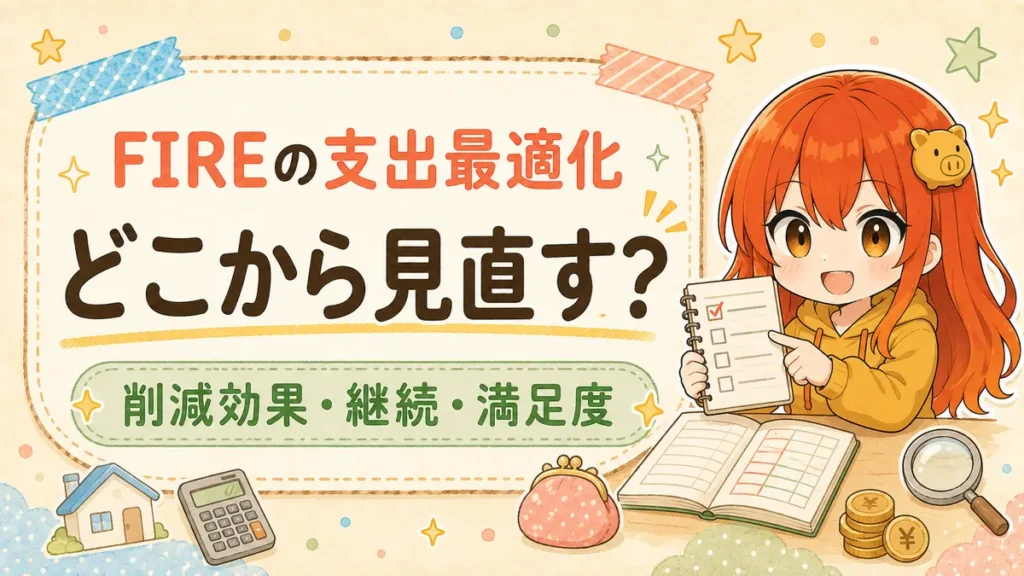 FIREを目指す人が支出を見直す順番を示したアイキャッチ