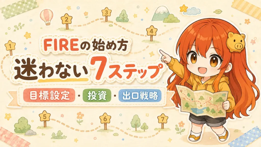 FIREの始め方ロードマップを目標設定から投資と出口戦略まで解説する記事のアイキャッチ