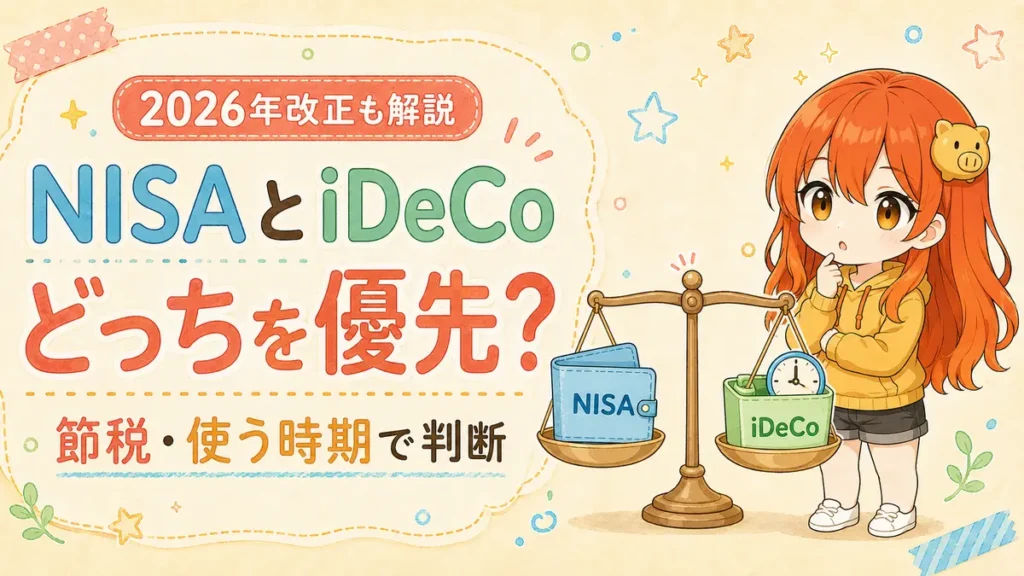 NISAとiDeCoの優先順位を節税と引き出しやすさで比較する記事のアイキャッチ