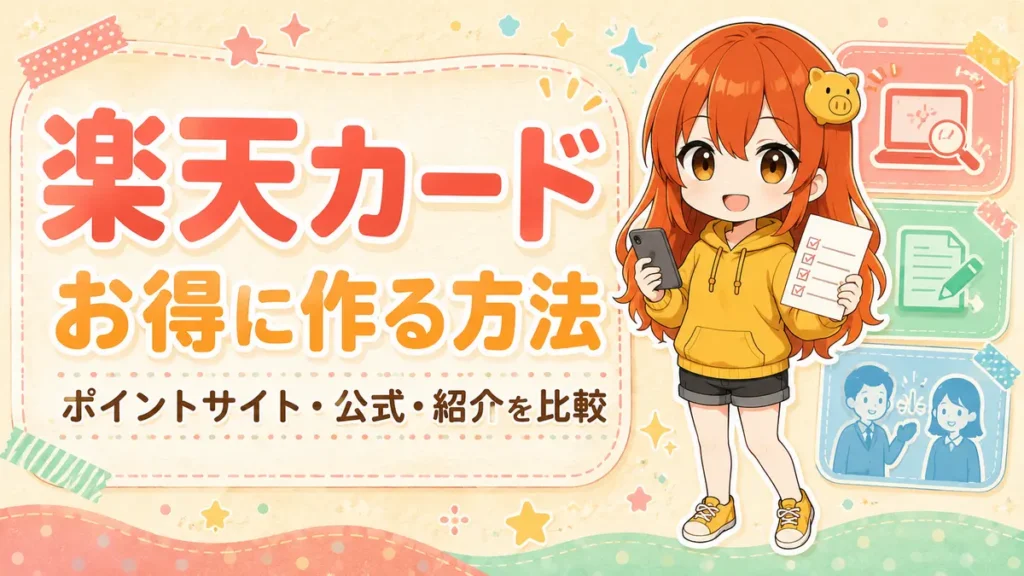 楽天カードをお得に作る3つの申込経路を比較するアイキャッチ