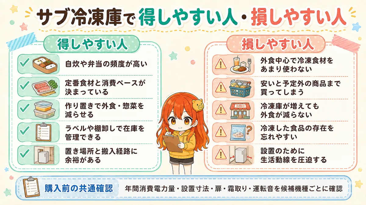 サブ冷凍庫を買って得しやすい人と損しやすい人の違い